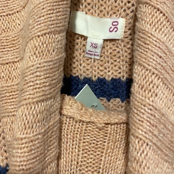 SO Pink & Blue Striped Turtleneck Long Sleeve Cropped Sweater | XS NWT - Picture 6 of 9